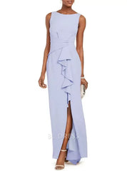 Sheath Bateau Neck Sleeveless Pleated Wedding Guest Dresses Mother of the Bride Dresse