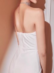 Chic Sheath Evening Gown Strapless Party Dress Ankle Length Formal Dress HZ1024