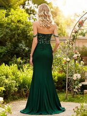 Ruched Waist Formal Dress with Sweetheart Neckline Dark Green