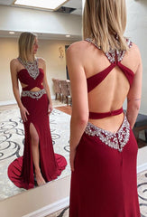 Sexy Beading Long Prom Dress,Prom Dresses,Pageant Dress