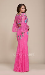 Two Piece Prom Dress With Bell Sleeves