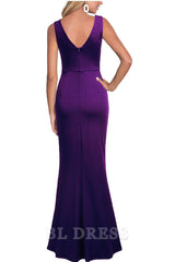Mermaid V Neck Sleeveless Split formal dresses Bridesmaid Dresses evening gown Prom Dress