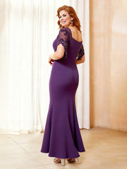 Mermaid Formal Gown with Lace Flutter Sleeves Regency