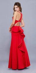 Ruffle Back Long Formal Gown