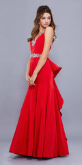 Ruffle Back Long Formal Gown