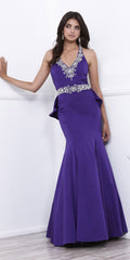 Ruffle Back Long Formal Gown