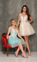 Dave & Johnny A-Line Short Homecoming Dress