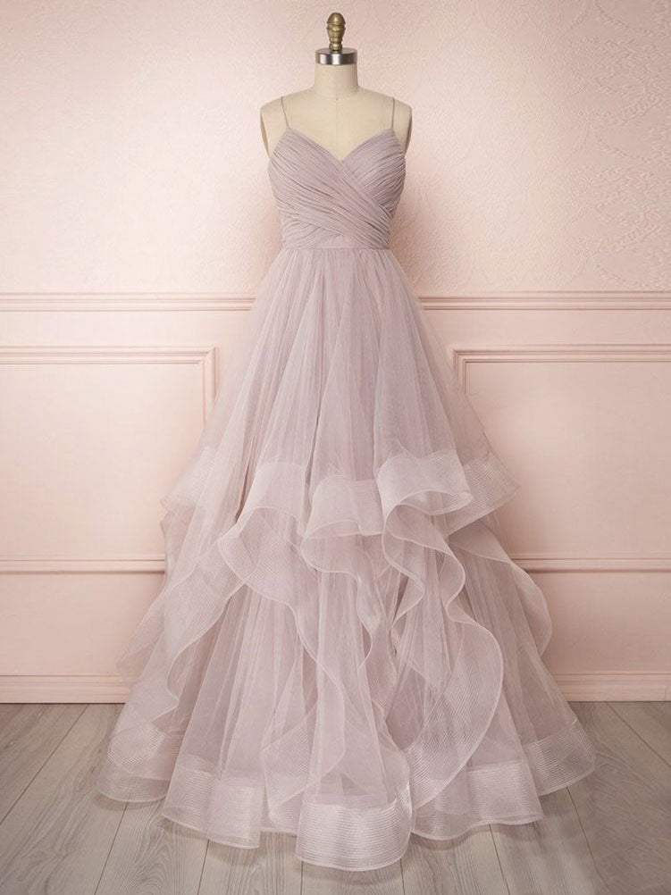 Simple tulle long prom dress tulle sweet 16 dress