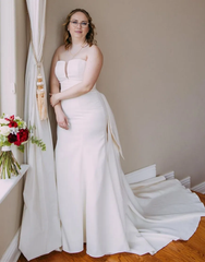 Aimishang Wedding Dress Mermaid Strapless Corsert Back Satin With Bow-knot