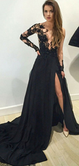 Black Prom Dress Long , Evening Dress, Formal Dresses, Graduation School Party Dance Dress