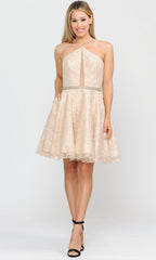 Glitter-Mesh Short A-Line Homecoming Dress 8506