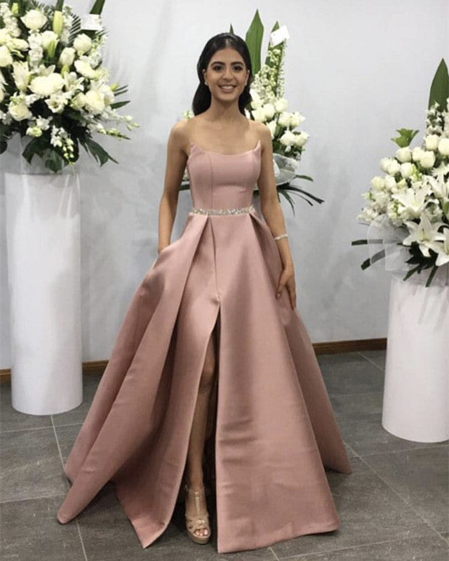 Hollywood Celebrity Style Long Strapless Satin Prom Evening Dresses