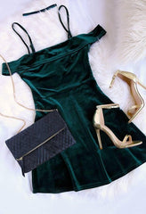 short homecoming dress, hunter green homecoming dress SA1686
