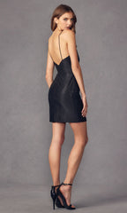 Cowl-Neck Mini Glitter Homecoming Dress 867