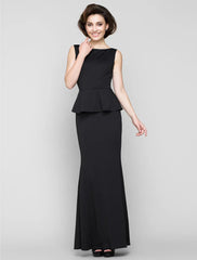 Mermaid / Trumpet Mother of the Bride Dress Elegant Scoop Neck Ankle Length Jersey Sleeveless No with Pleats