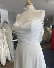 Simple Chiffon Wedding Dresses with Court Train Lace Straps A Line Bridal Gowns Robe boheme abito sposa