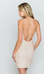 Sequin Backless Short Homecoming Dress 8810
