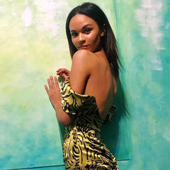 Yellow Leopard Print Off-the-shoulder Design Sheath Party Dress HZ1024