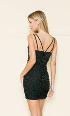 Beaded Short Ruched Bodycon Homecoming Dress 8918