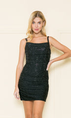 Beaded Short Ruched Bodycon Homecoming Dress 8918