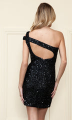 One-Shoulder Short Sequin Homecoming Dress 8934