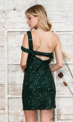 One-Shoulder Short Sequin Homecoming Dress 8934