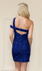 One-Shoulder Short Sequin Homecoming Dress 8934