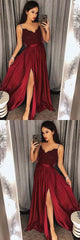 Sexy Prom Dress with Slit, Evening Gown, Graduation School Party Dress, Winter Formal Dress