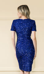 Short Sleeve Short Sequin Semi-Formal Dress 8960