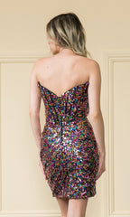Corset-Bodice Short Sequin Homecoming Dress 8968