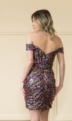 Corset-Bodice Short Sequin Homecoming Dress 8968