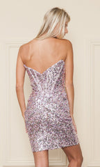 Corset-Bodice Short Sequin Homecoming Dress 8968