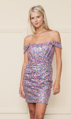Corset-Bodice Short Sequin Homecoming Dress 8968
