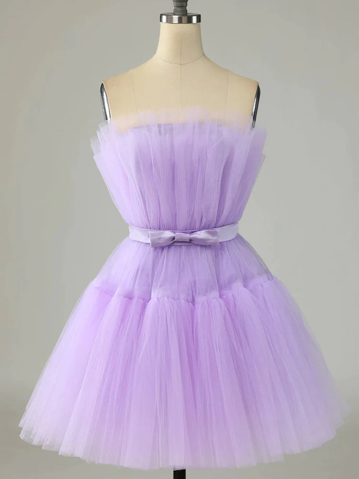 Purple tulle short prom dress purple formal homecoming dress