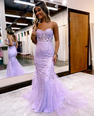 Mermaid Long Lace Blue Prom Dresses, Blue Lace Formal Evening Dresses