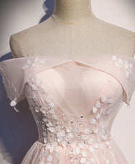 Pink tulle lace long prom dress pink tulle formal dress