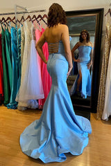 Yellow Strapless Ruffle Trumpet Long Gown with Slit