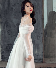White sweetheart off shoulder tulle short prom dress