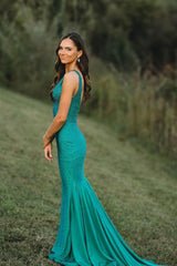 Molly | Mermaid Deep V-Neck Beaded Satin Long Prom Dress