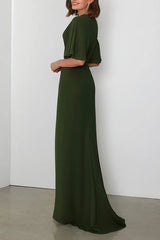 V-neck short top fits imperial pleats, mother of the bride dresses