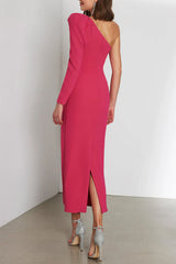 Sexy fit one shoulder long sleeved mother of the bride dress