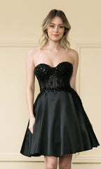 Corset-Style Strapless Short Homecoming Dress 9084