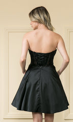Corset-Style Strapless Short Homecoming Dress 9084