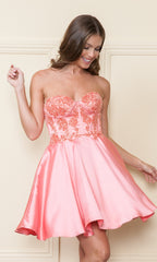 Corset-Style Strapless Short Homecoming Dress 9084