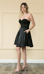 Corset-Style Strapless Short Homecoming Dress 9084
