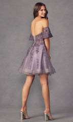 Bell-Sleeve Short Sweetheart Prom Dress 909
