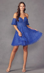Bell-Sleeve Short Sweetheart Prom Dress 909