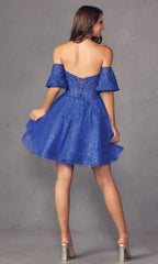 Bell-Sleeve Short Sweetheart Prom Dress 909