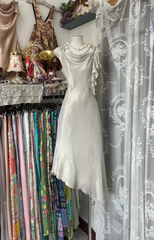 Vintage Silvery Irregular Hem Design A-Line Spaghetti Strap Prom Dress Evening Dress HZ1024