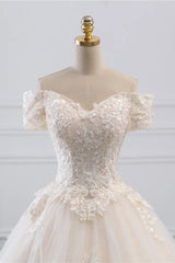 Off-the-Shoulder Wedding Gown With Lace Appliques